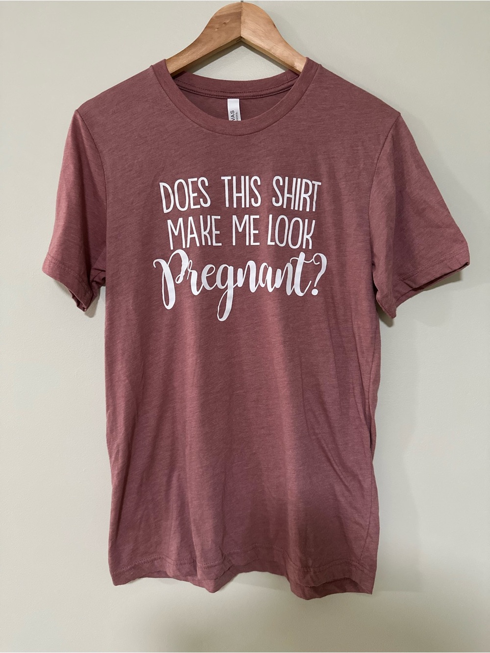 Graphic Tee - 'Does This Shirt Make Me Look Pregnant?' in Dusty Rose